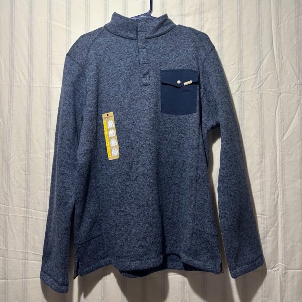 Woolrich Men's Blue 1/4 Snap Collar Fleece Pullover Jacket